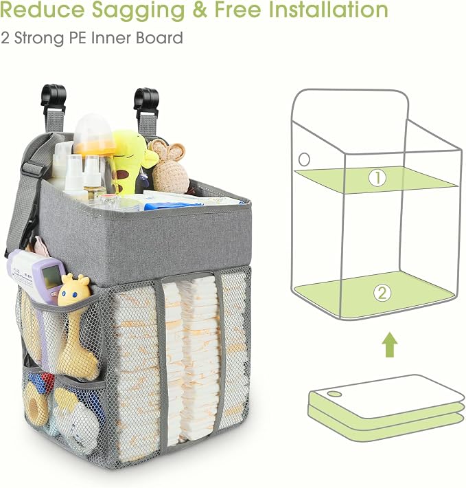 Maliton Changing Table Diaper Organizer Diaper Caddy (Gray)