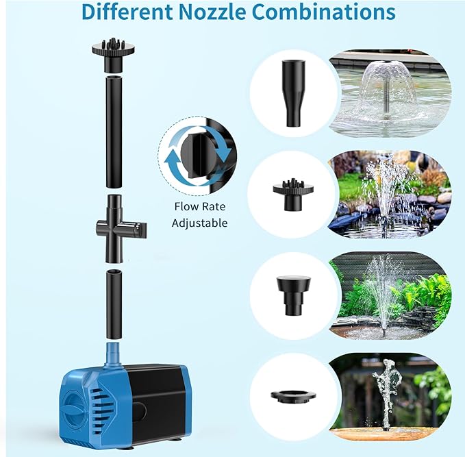 Antfraer Solar Fountain Pump 12W, Solar Water Pump 160GPH Flow Adjustable, Solar Pond Pump with 16.5Ft Cord & PVC Tubing for Pond Small Pond Garden Waterfall Backyard Hydroponics Water Features