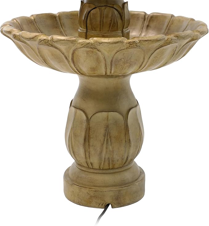 Sunnydaze Classic Tulip 46" Tiered Outdoor Water Fountain - 3-Tiered Outdoor Fountain for Garden, Patio, or Backyard - Garden Stone