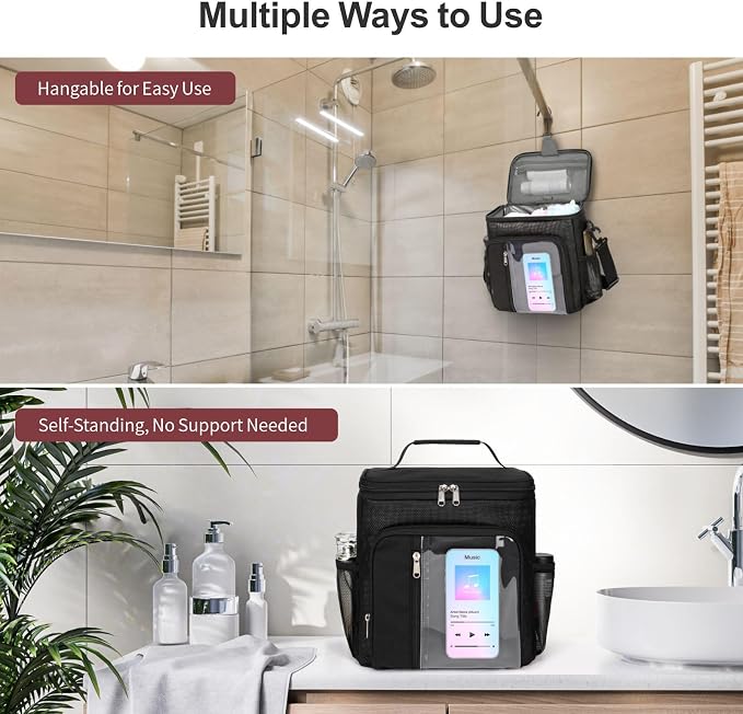F-color Crossbody Shower Caddy Portable - Shower Bag with Hands-Free Strap
