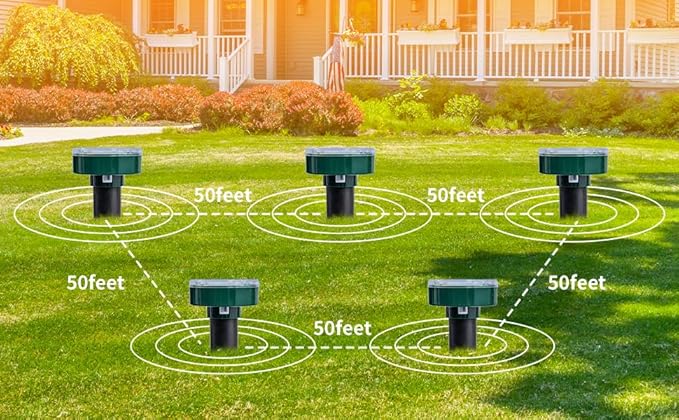 8 new Mole Repellent for lawns Gopher Repellent Ultrasonic Solar Powered Snake Repellent Deterrent Mole Repeller Vole Repellent Outdoor Lawns Garden Yard All Pests Sonic Spikes Stakes Chaser Upgrade