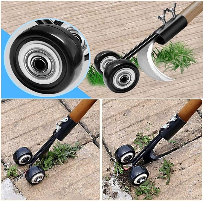 Crevice Weeding Tools with Wheels, Stand Up Weeding Tools for Garden Patio Backyard Lawn Sidewalk Driveways Weeds.