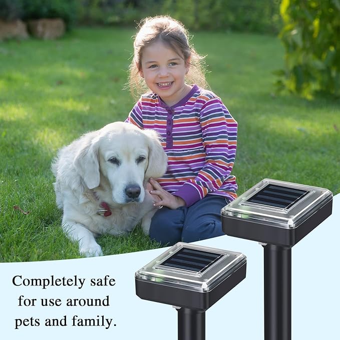 Solar Mole Repellent Ultrasonic Powered Outdoor Sound Wave Deterrent for Lawn Garden Snakes Moles Gophers Groundhogs Voles and Other Burrowing Mice(6 Pieces,Large)