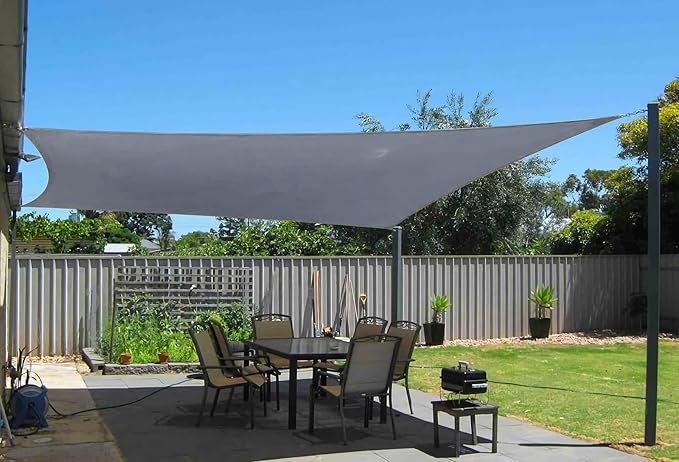 Rectangle Sun Shade Sail Canopy,16' x 20' Patio Shade Cloth Outdoor Cover - Sunshade Fabric Awning Shelter for Pergola Backyard Garden Carport (Grey)