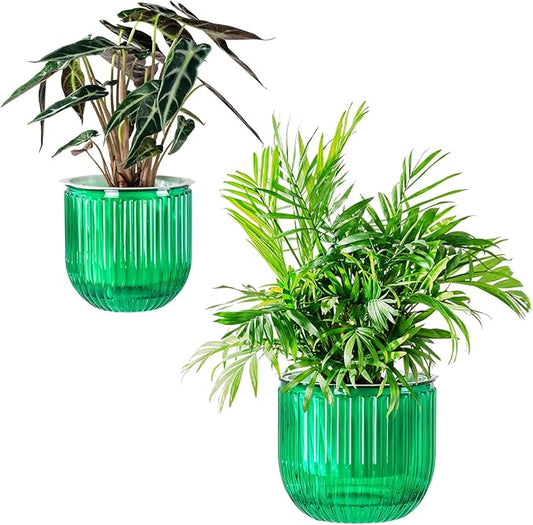 Melphoe Self Watering Pots for Indoor Plants Planter, 6.5/5.3 Inch 2 Pack Planters Self Watering Plant Pots for Flower, Houseplants, Succulent, African Violets and Cactus with Drainage