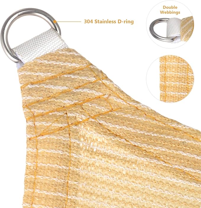 Eden's Decor Straight Flat-Edged Sun Shade Sail Rectangular 18' x 19' Beige UV-Blocking Outdoor Canopy Fabric Cloth Awning for Pergola Patio Garden Backyard Custom Size