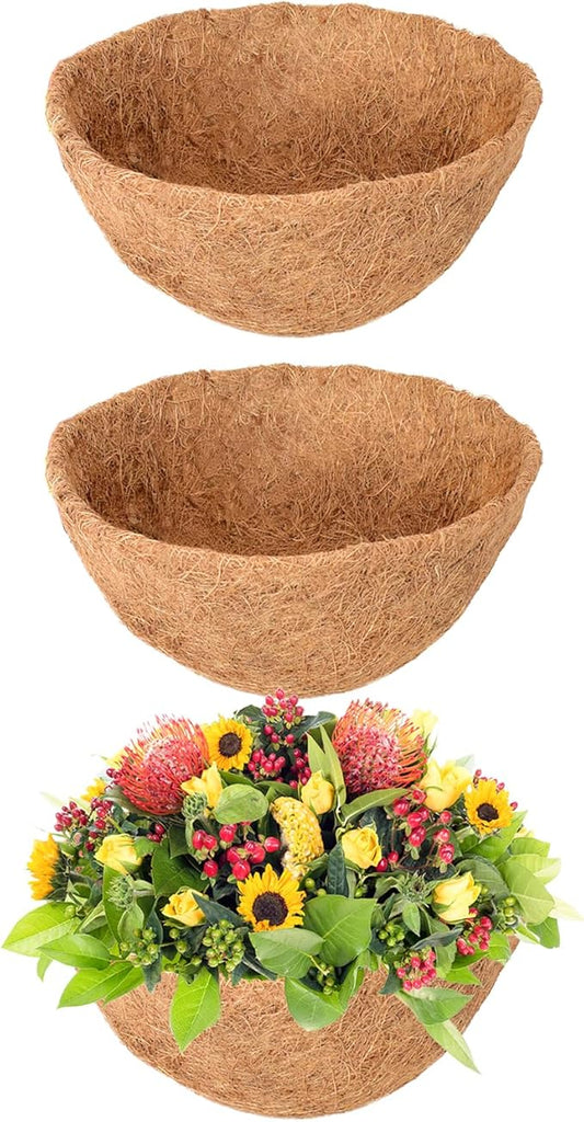 Legigo 3 Pack 10 Inch Hanging Basket Coco Liners Replacement, 100% Natural Round Coconut Coco Fiber Planter Basket Liners for Hanging Basket Flowers/Vegetables