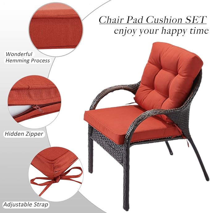 JMGBird Outdoor Chair Cushions Set - 22"x22" Deep Seat & Back Cushions, Water-Resistant Tufted Pillows for Patio Furniture