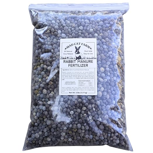 Rabbit Manure Fertilizer Pellets - All Natural Soil Amendment for Vegetable Gardens, Worm Composting, Indoor and Outdoor Potted Plants (5 Pounds)