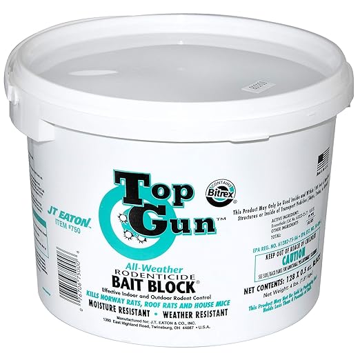 Top Gun All-Weather Bait Blocks – Weather-Resistant Rodenticide for Effective Rat & Mouse Control | Weather-Resistant Formula; Designed for Wet Outdoor Conditions; Place in Tamper-Resistant Bait Stations