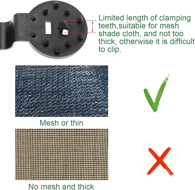 100Pcs Shade Cloth Clips - Black Round Plastic Sun Shade Clip,Shade Cloth Heavy Duty Lock Grip for Sun Shade Net,Gardening Shade Cloth,Anti Bird Netting Windproof Awning Clamp