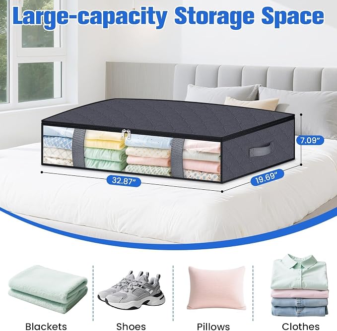 TasticTotes 6 Pack Under Bed Storage Containers, 75L Blanket Storage Bags