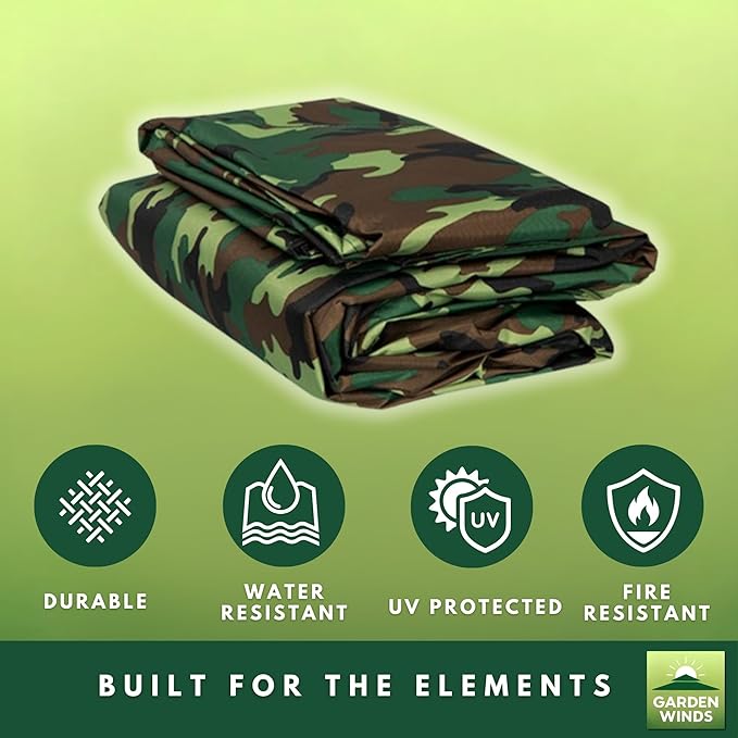 Garden Winds Durable 350 Replacement Canopy Top Compatible with Windsor Dome 10’ x 12’ Gazebo Models L-GZ717PST-C, A111001701 - Camo Green