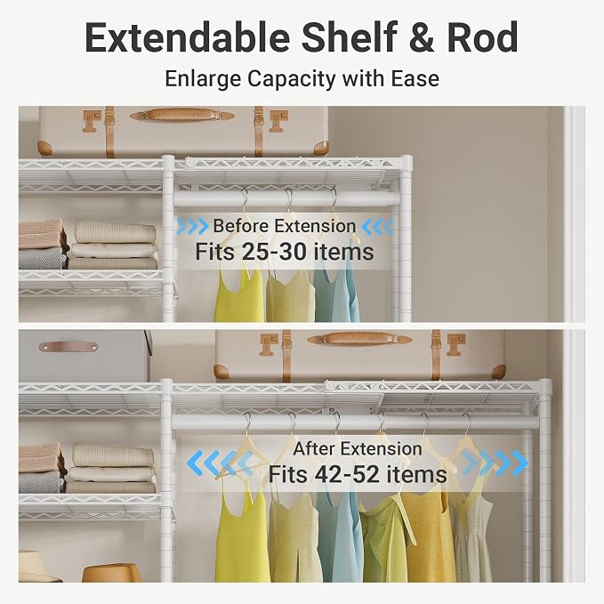 VIPEK X2 Plus Expandable Heavy Duty Clothes Rack, Closet System White