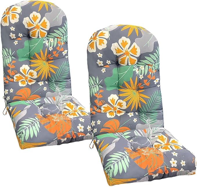 Patio Adirondack Chair Cushions Set of 2 for Outdoor Chairs Printing Rocking Chair Cushion High Back Waterproof Patio Chair Pads for Backyard 47"*19.68"*3.9" Flower