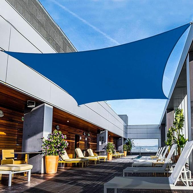 Shade&Beyond Sun Sail Shade Canopy Rectangle 10'x10' 185GSM Shade Sail for Patio Deck Yard Backyard Outdoor Facility and Activities Blue, (We Make Custom Size)