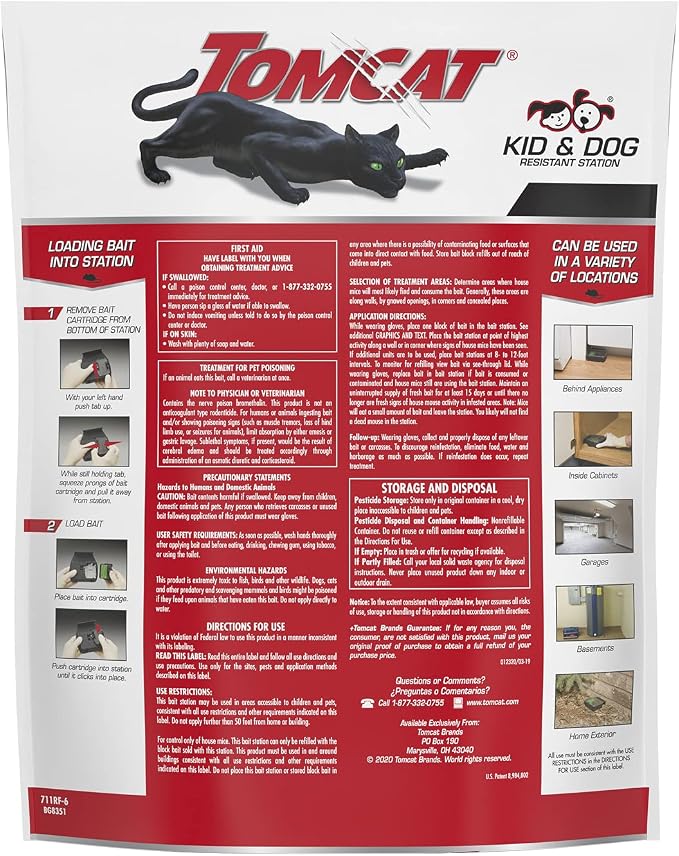 Tomcat Mouse Bait Station, 2 Packages Each with 1 Station & 16 Bait Blocks | Tomcat Mouse Killer, Child & Dog Resistant, Refillable Station - Indoor and Outdoor Use, Clear Lid for Easy Monitoring