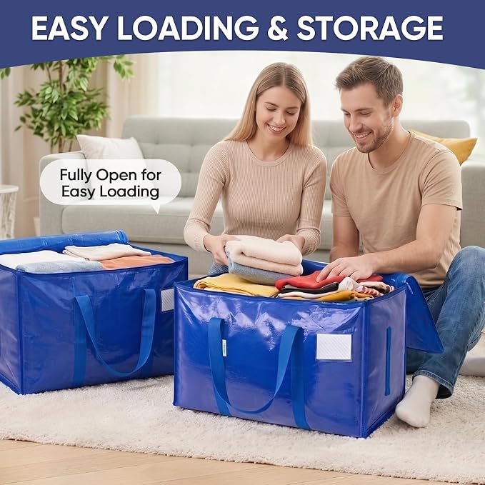 TICONN 16 Pack Extra Large Moving Bags Heavy Duty with Zippers & Carrying Handles, Durable Storage Bags Moving Boxes for Closet Organizers and Storage (16 Pack, Olive)