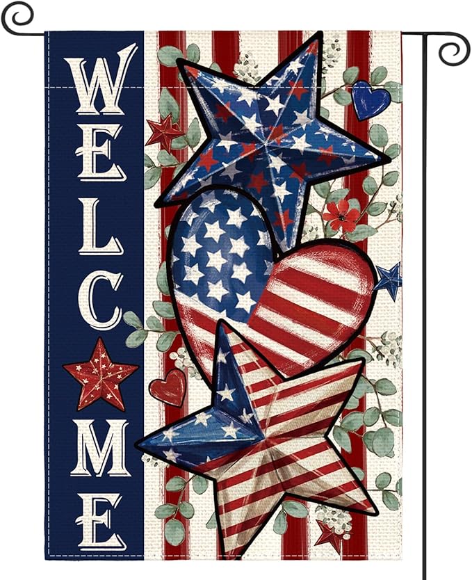 AVOIN colorlife Patriotic 4th of July Garden Flag 12x18 Inch Double Sided Outside, Memorial Day Welcome American Stars and Stripes Yard Outdoor Decoration