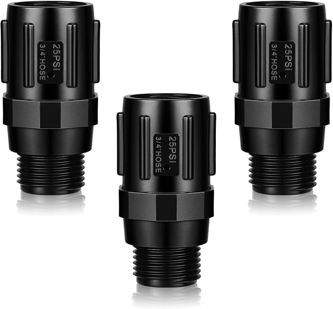 Tondiamo 3 Pcs 25 Psi Drip Irrigation Pressure Regulator, 3/4" Female Hose Thread x 3/4" Male Hose Thread Pressure Reducer Flow Valve for Garden Drip Irrigation Parts Emitters System