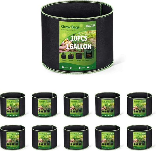Delxo Garden Grow Bags 1 Gallon 10 Pack Plant Growing Bags Small Fabric Pots for Planting, Vegetable