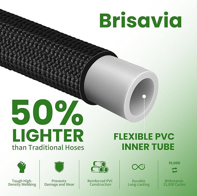75ft Garden Hose – Lightweight & Flexible Water Hose, Leak-Proof Fabric & Non-Expandable with Shut-Off Valve for Yard, Outdoor Watering, Car Wash & RV