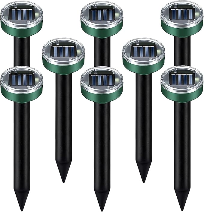8Pack Mole Repellent Solar Powered Vole Repellent Outdoor Gopher Repellent Ultrasonic for Lawn Garden,Get Rid of Moles Stakes Groundhog Chipmunk Repellent for Lawns2025 Waterproof Rating: IPX4