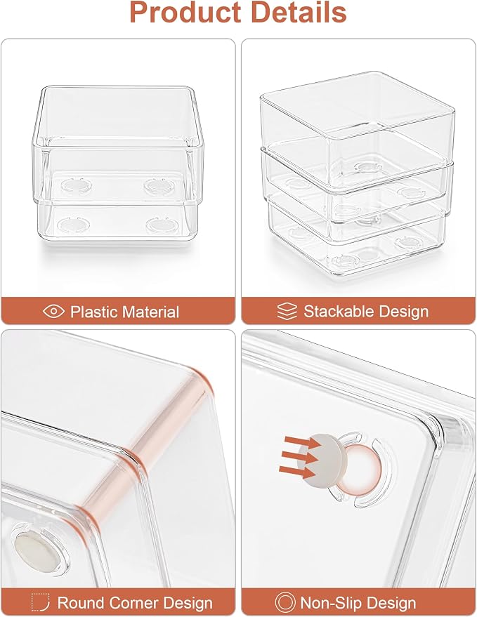 SMARTAKE 30-Piece Drawer Organizer with Non-Slip Silicone Pads, 7-Size