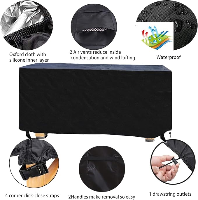 Table Cover,51"(L) x 29"(W) x 28"(H),Outdoor Lawn Waterproof Garden Furniture Cover,Durable Windproof, Fits Rectangle Patio Table