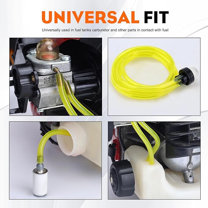 Hipa 12 Feet 3 Size Fuel Line Hose Primer Bulb Fuel Filter Kit for Weedeater Weed Wacker Trimmer Small Engine Chainsaw Blower Lawn Mower Parts Fuel Line 4-Feet-Long Each