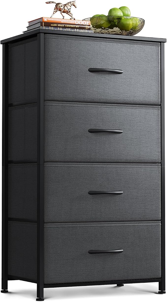 AODK Small Dresser for Bedroom with 4 Storage Drawers, Dark Grey