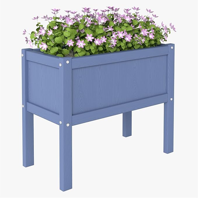Raised Garden Bed with Drainage Hole Waterproof Small HDPE Elevated Planter Box with Legs Stable and Durable to Plant Herb Vegetable Flower,Patio,Balcony Outdoors/Indoors Navy