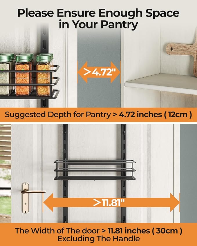 Over the Door Pantry Organizer 5-Tier,Spice Rack Organizer for Cabinet
