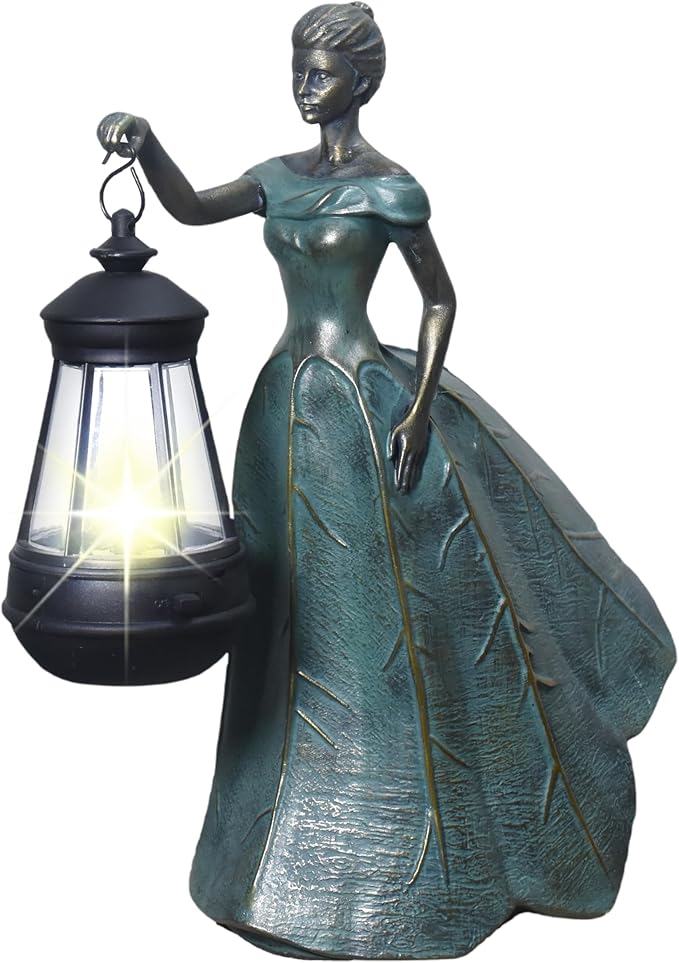 Sheaifun Fairy Garden Statue Solar Garden Decor Resin Fairy Statue with Lights Angel Fairy Decor Outdoor Yard Statues Gardening Gifts for Women 9.5 * 5.5 * 11.5 Inch
