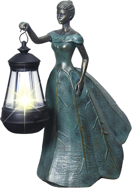 Sheaifun Fairy Garden Statue Solar Garden Decor Resin Fairy Statue with Lights Angel Fairy Decor Outdoor Yard Statues Gardening Gifts for Women 9.5 * 5.5 * 11.5 Inch