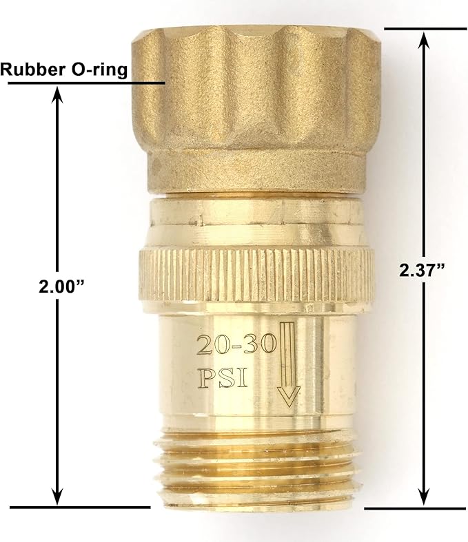 Heavy Duty 25 psi Water Pressure Regulator 3/4 inch Hose Thread Drip Irrigation System Pressure Reducer, Lead-Free Brass