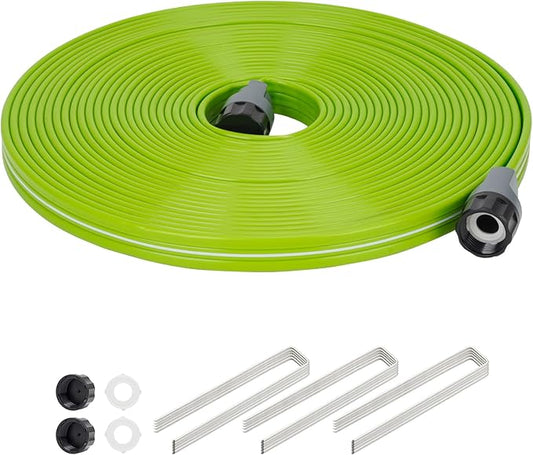 Sprinkler Soaker Hose 50FT with Holes, Garden Watering Hose with Stakes, Drip Hose Sprinkler, Efficient Saving Water for Lawn Garden and Yard, Leakproof