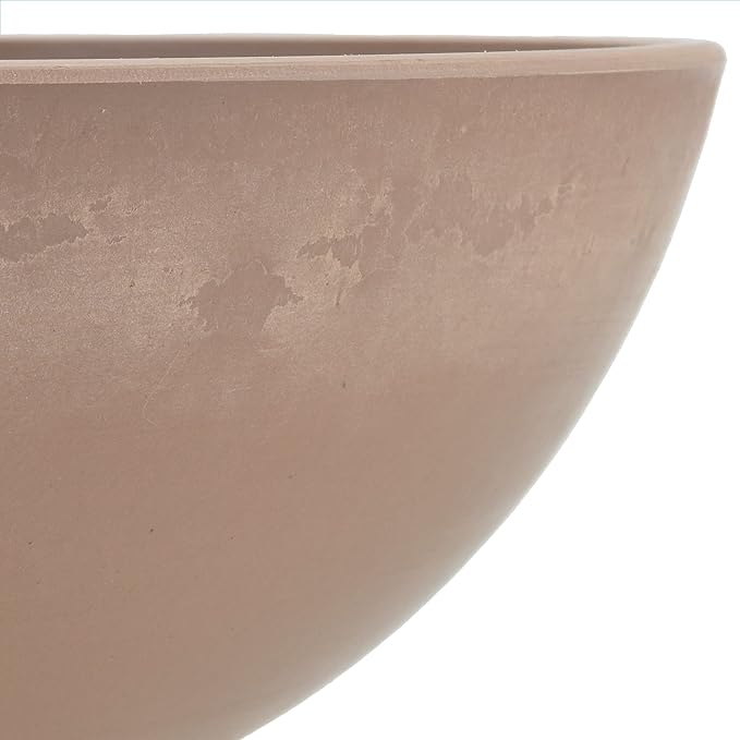 PSW Pot Collection M30TP 12-inch Plastic/Stone/Wood Composite Low Bowl Planter – No Drainage Hole (Drillable), Shallow Indoor/Outer Pot for Succulents, Bonsai, Fairy Gardens, Herbs, Taupe