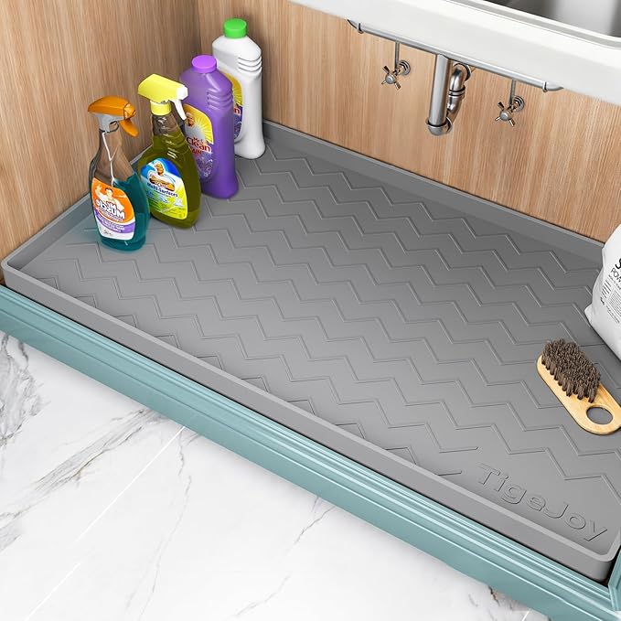 TigeJoy Under Sink Mats for Kitchen Waterproof 31" x 19", Cabinet Liner