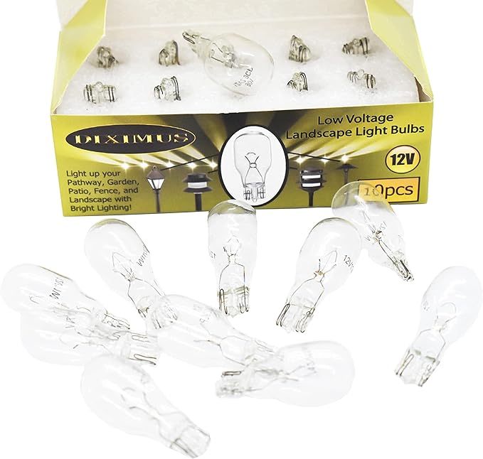 Diximus Landscape Low Voltage - 12 Volt 11W - T5 Wedge Bulbs - Compatible with Malibu Lights - Garden - Deck Light Bulbs - Yard Bulbs - 10 Pack (Clear, 10)