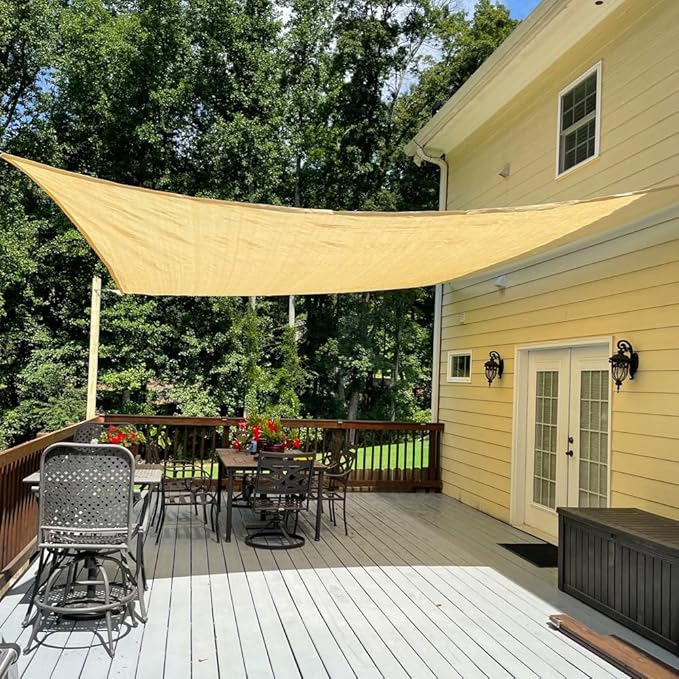 Sun Shade Cloth 8x8 FT, UV Block Outdoor Patio Shade Cover, Permeable and Tear Fade Resistant Rectangle Sunshade Fabric for Backyard, Porch, Pergola, Yard, Deck, Garden, Sand