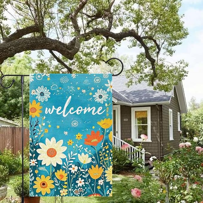 Spring Summer Garden Flag 12x18 Double Side For Outdoor Courtyard Garden Decor Flowers Welcome Holiday Flag For Outside Decoration