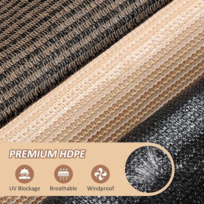 90% Shade Cloth with Grommets, 8 x 12 FT Sun Shade Tarp Pergola Shade Cover Canopy, UV Block Privacy Sun Screen for Outdoor, Patio, Garden, Porch and Deck, Black