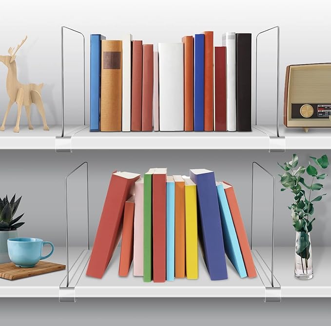 11 Inches Tall [Extra Tall Version] Shelf Dividers for Closet Organization and Storage, 10 Pack Purse Organizer for Closet Acrylic Bookshelf for Organization, Perfect for Sweater Shirts Handbags