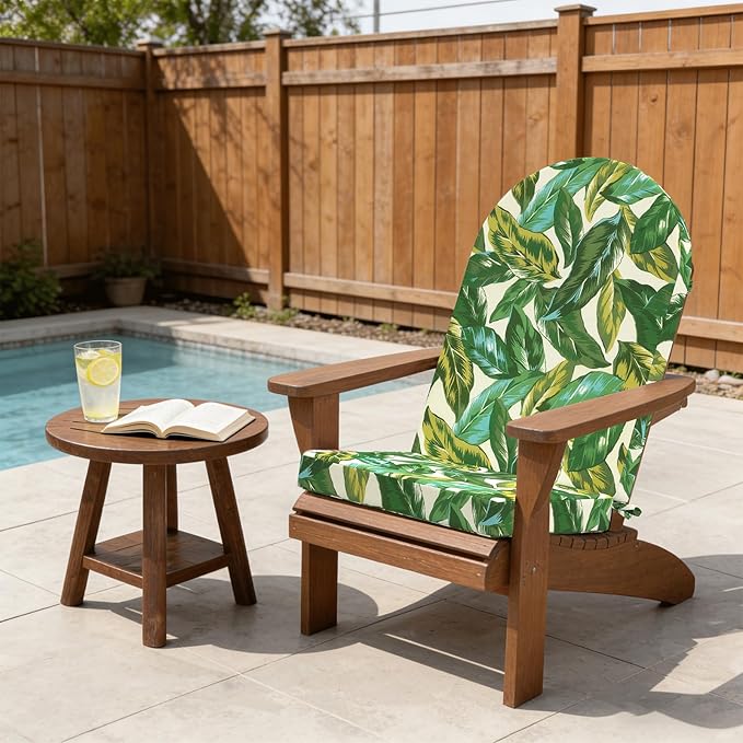 Outdoor Foam Adirondack Cushion, Water Repellent Foam Cushion for Adirondack Chairs Patio Furniture, 44 x 19 Inch, Lush Leaf Jungle