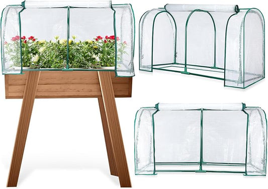 GlikCeil 1 Pcs 47" l x 21" W x 24" H Greenhouse Cover Portable Mini Outdoor Indoor Tabletop Greenhouse for Healthy Plants, Raised Garden Beds, Vegetable Rows, Include Frame and Cover