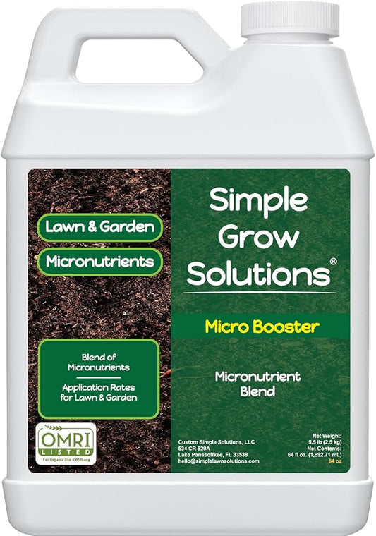 Micronutrient Booster- Complete Plant & Turf Nutrients- Simple Grow Solutions- Natural Garden & Lawn Fertilizer- Grower, Gardener- Liquid Food for Grass, Tomatoes, Flowers, Vegetables (64 Ounce)