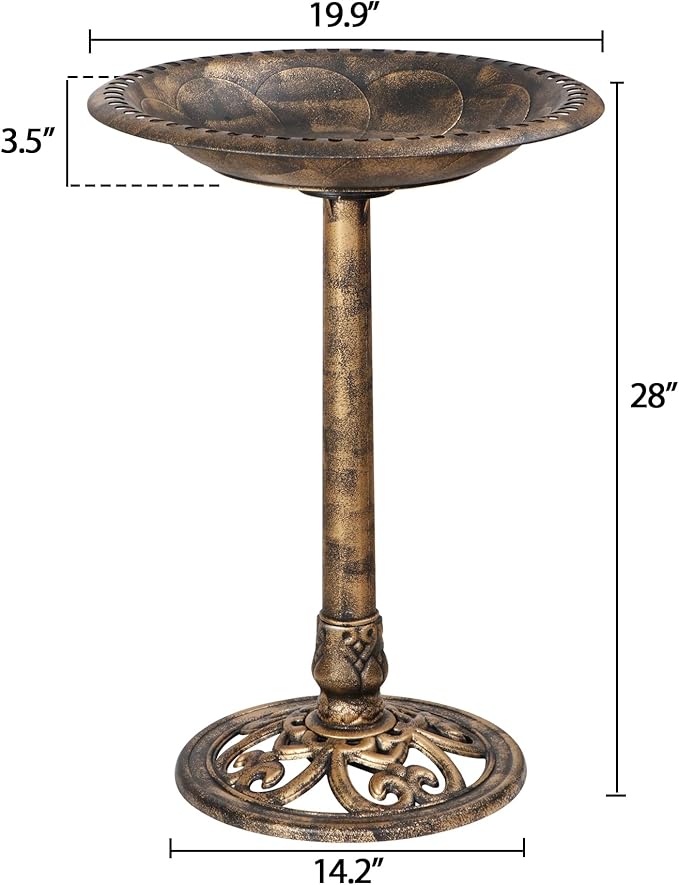 ZenStyle 28" H Resin Sitting Pair Bird Bath Pedestal Outdoor Garden Décor (Bronze)