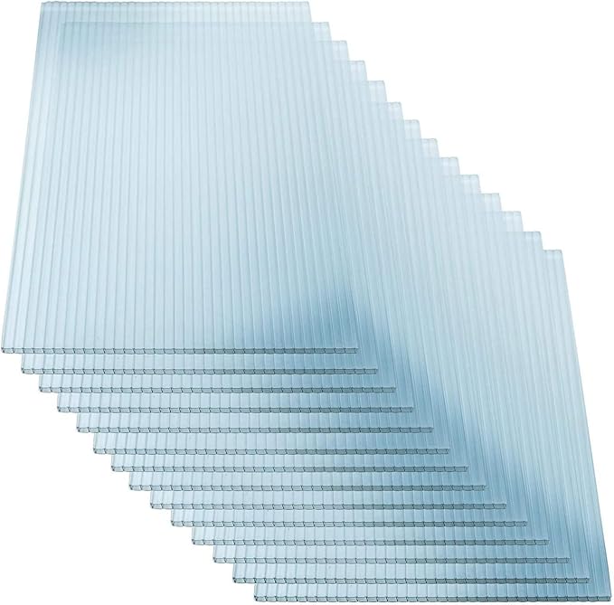2' X 4' 28 Pcs Polycarbonate Greenhouse Panels 0.16'-thickness Twin-Walled Polycarbonate Sheets, Clear, Waterproof and UV-protected Shatterproof Board, Panels for Outdoor, Plant Stand Roof, Greenhouse