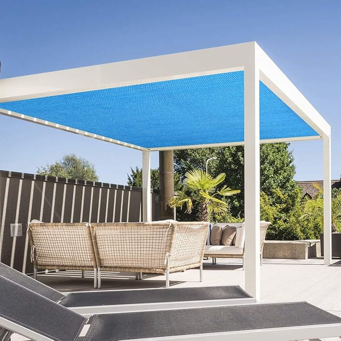 Eden's Decor Straight Flat-Edged Sun Shade Sail Rectangular 6' x 16' Blue UV-Blocking Outdoor Canopy Fabric Cloth Awning for Pergola Patio Garden Backyard Custom Size